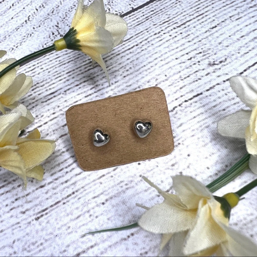 Heart Shape Silver Stud Earrings